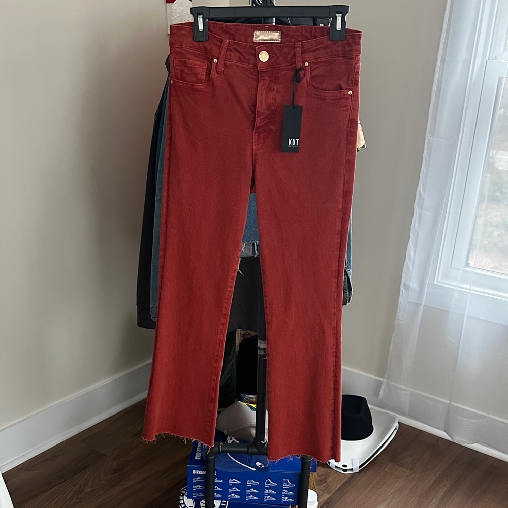 Kut from the Kloth Women's Flare Jeans in Deep Red